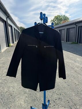 Men's Black Zip-Pocket Blazer Jacket By Giovanni Versace